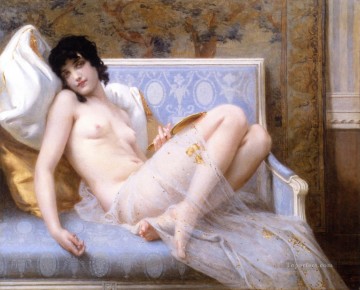 Mujer joven desnuda en un sofá jeune femme denudee sur canapé Guillaume Seignac desnudo clásico Pinturas al óleo